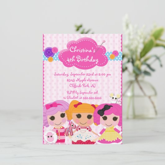 Cute Rag Doll Birthday Party Kaart (Staand voorkant)