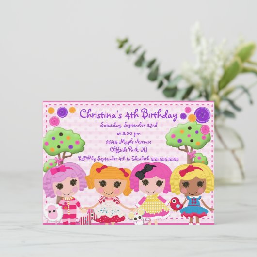 Cute Rag Doll Birthday Party Kaart (Staand voorkant)