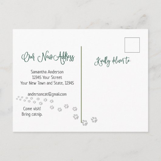 Cute Ragamuffin Cat Cozy New Home Adres     Aankondigingskaart (Achterkant)