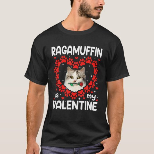 Cute Ragamuffin is mijn Valentijn kat Paw Heart T-shirt (Voorkant)