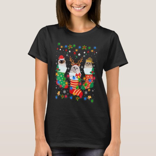 Cute Ragdoll Cat Kitten kerstsokassen T-shirt (Voorkant)