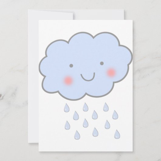 Cute Rain Cloud en Stork Baby shower Kaart (Achterkant)