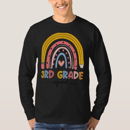 Cute Rainbow 3rd Grade Squad leraar 1e dag T-shirt (Voorkant)