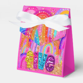 Cute Rainbow 5th Birthday Favor Box Bedankdoosjes