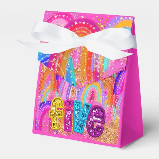 Cute Rainbow 5th Birthday Favor Box Bedankdoosjes (Voorkant Zijde)