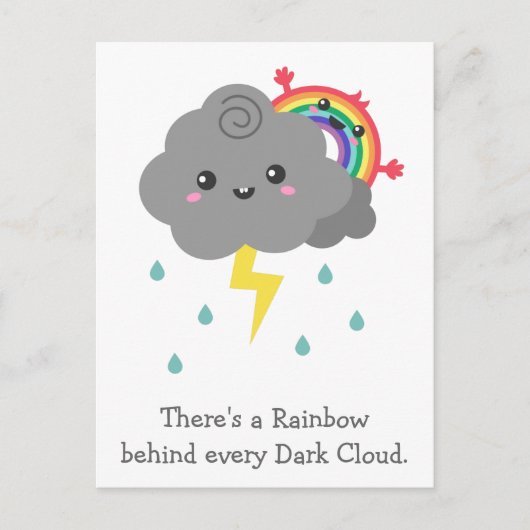 Cute Rainbow achter elke donkere wolk Briefkaart (Voorkant)