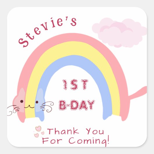 Cute Rainbow Aesthetic Boho Bedankt voor je komst Vierkante Sticker (Voorkant)