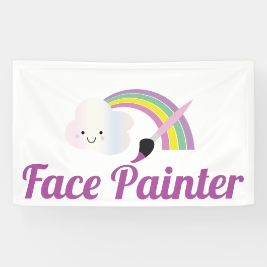 Cute Rainbow and Brush Facepainter Artist Spandoek (Horizontaal)