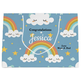 Cute Rainbow and Cloud Baby Shower 12.5” l x 4” w  Groot Cadeauzakje