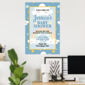 Cute Rainbow and Sleeping Cloud Baby Shower Poster (Thuiskantoor)
