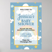 Cute Rainbow and Sleeping Cloud Baby Shower Poster (Voorkant)