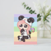 Cute Rainbow Anime Panda Girl Briefkaart (Staand voorkant)