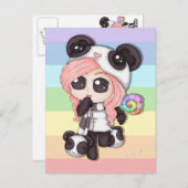 Cute Rainbow Anime Panda Girl Briefkaart (Voorkant / Achterkant)
