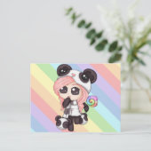 Cute Rainbow Anime Panda Girl Briefkaart (Staand voorkant)