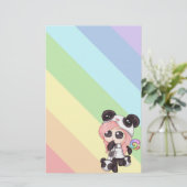 Cute Rainbow Anime Panda Girl Briefpapier (Staand voorkant)