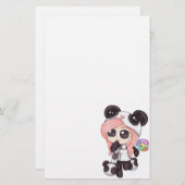 Cute Rainbow Anime Panda Girl Briefpapier (Voorkant / Achterkant)