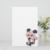 Cute Rainbow Anime Panda Girl Briefpapier (Staand voorkant)