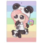 Cute Rainbow Anime Panda Girl Klembord (Achterkant)