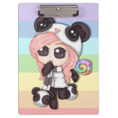 Cute Rainbow Anime Panda Girl Klembord (Voorkant)