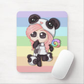 Cute Rainbow Anime Panda Girl Muismat (Met muis)