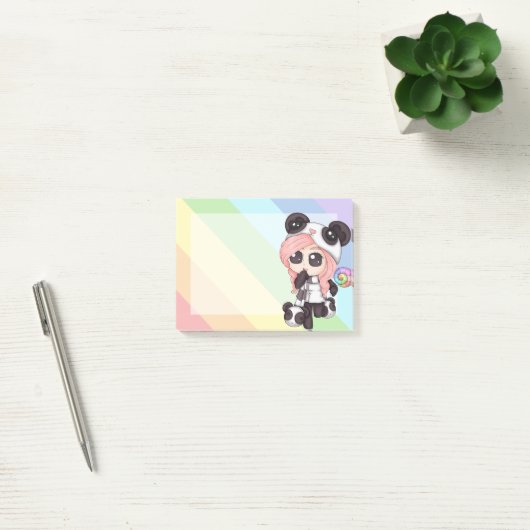 Cute Rainbow Anime Panda Girl Post-it® Notes (Kantoor)