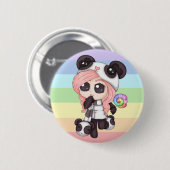 Cute Rainbow Anime Panda Girl Ronde Button 5,7 Cm (Voorkant /achterkant)