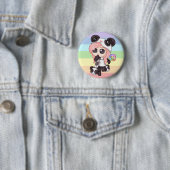 Cute Rainbow Anime Panda Girl Ronde Button 5,7 Cm (In situ)