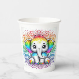 Cute rainbow baby elephant paper cup papieren bekers