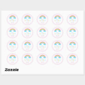 Cute Rainbow Baby shower Dank u Roze pastel Ronde Sticker (Vel)