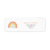 Cute Rainbow Baby shower Elegant Simple Peach Etiket (Voorkant)