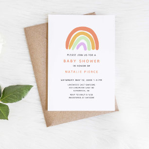 Cute Rainbow Baby shower Elegant Simple Peach Kaart
