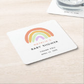 Cute Rainbow Baby shower Elegant Simple Peach Kartonnen Onderzetters (Schuin)