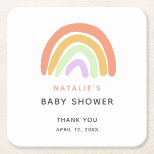 Cute Rainbow Baby shower Elegant Simple Peach Kartonnen Onderzetters