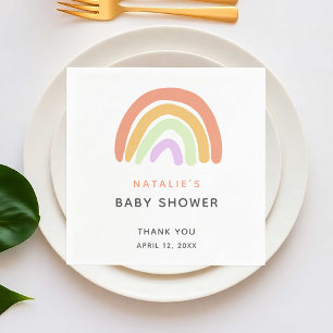 Cute Rainbow Baby shower Elegant Simple Peach Servet
