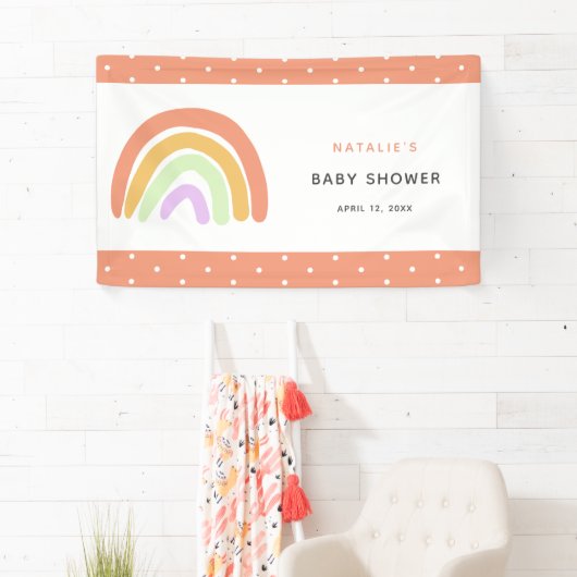 Cute Rainbow Baby shower Elegant Simple Peach Spandoek (Insitu)