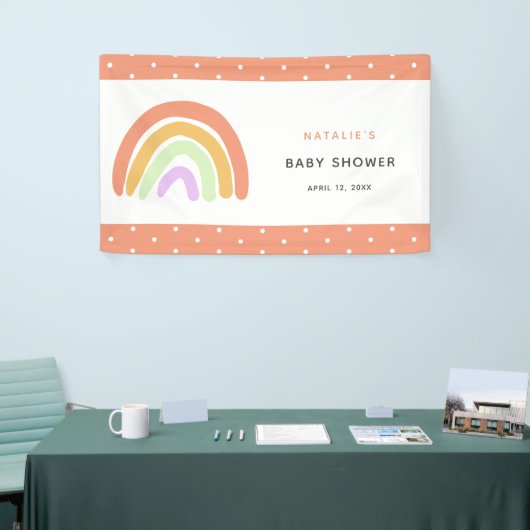 Cute Rainbow Baby shower Elegant Simple Peach Spandoek (Beurs)