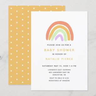 Cute Rainbow Baby shower Elegant Simple Yellow Kaart