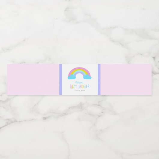 Cute Rainbow-Baby shower heldere zachte pastkleure Waterfles Etiket (Enkel label)