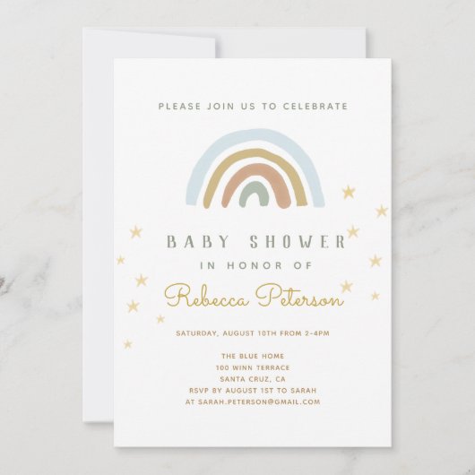 Cute Rainbow Baby shower Invitation Kaart (Voorkant)