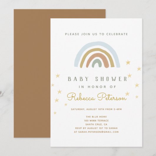 Cute Rainbow Baby shower Invitation Kaart (Voorkant / Achterkant)