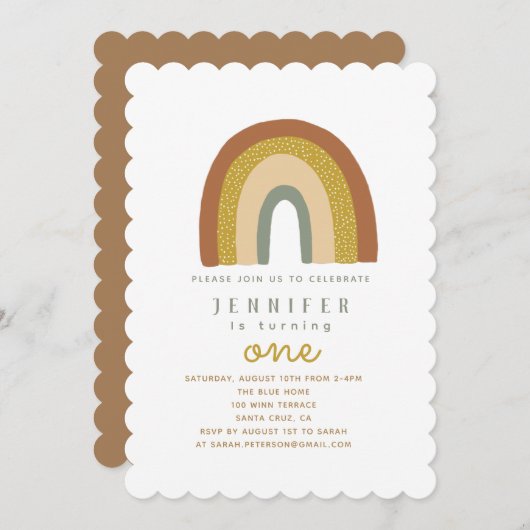 Cute Rainbow Baby shower Invitation Kaart (Voorkant / Achterkant)