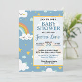 Cute Rainbow Baby shower Invitation Kaart (Staand voorkant)