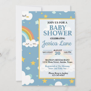 Cute Rainbow Baby shower Invitation Kaart