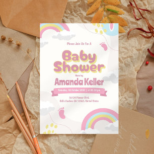 Cute Rainbow Baby shower Invitation Kaart