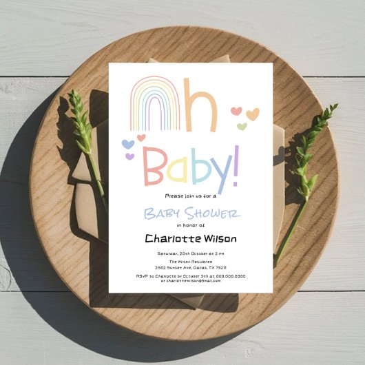 Cute Rainbow Baby shower Invitation Kaart