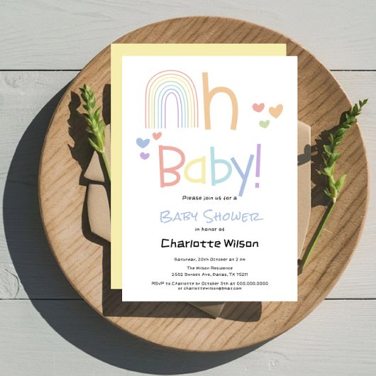 Cute Rainbow Baby shower Invitation Kaart