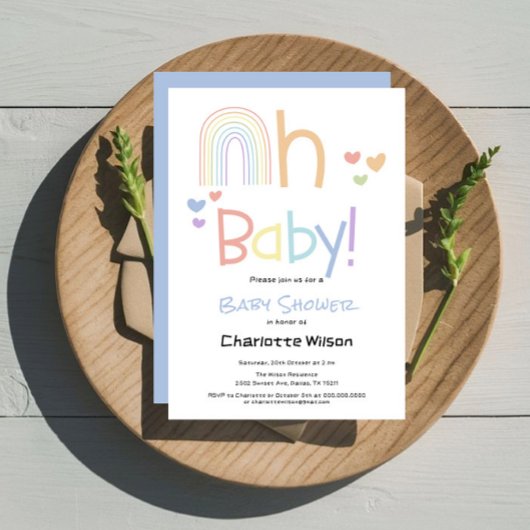 Cute Rainbow Baby shower Invitation Kaart
