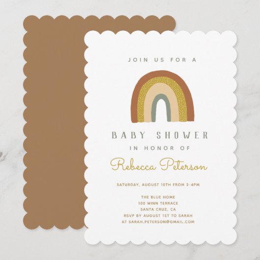 Cute Rainbow Baby shower Invitation Kaart (Voorkant / Achterkant)