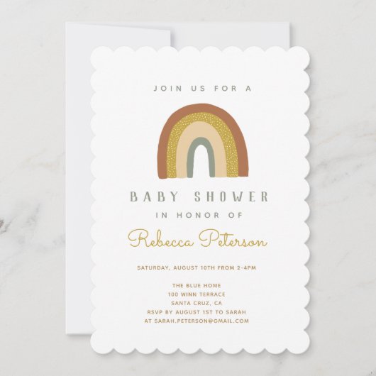 Cute Rainbow Baby shower Invitation Kaart (Voorkant)