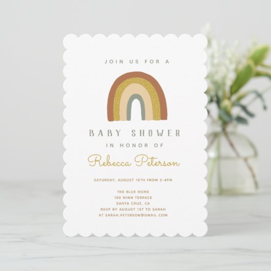 Cute Rainbow Baby shower Invitation Kaart (Staand voorkant)